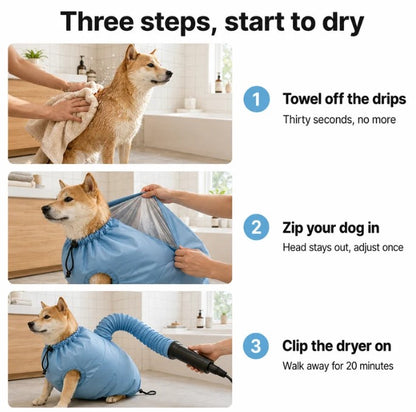 Bemerio™ Drying Bag – Quick Dry Pet Hair Drying Suit for Small, Medium & Large Dogs