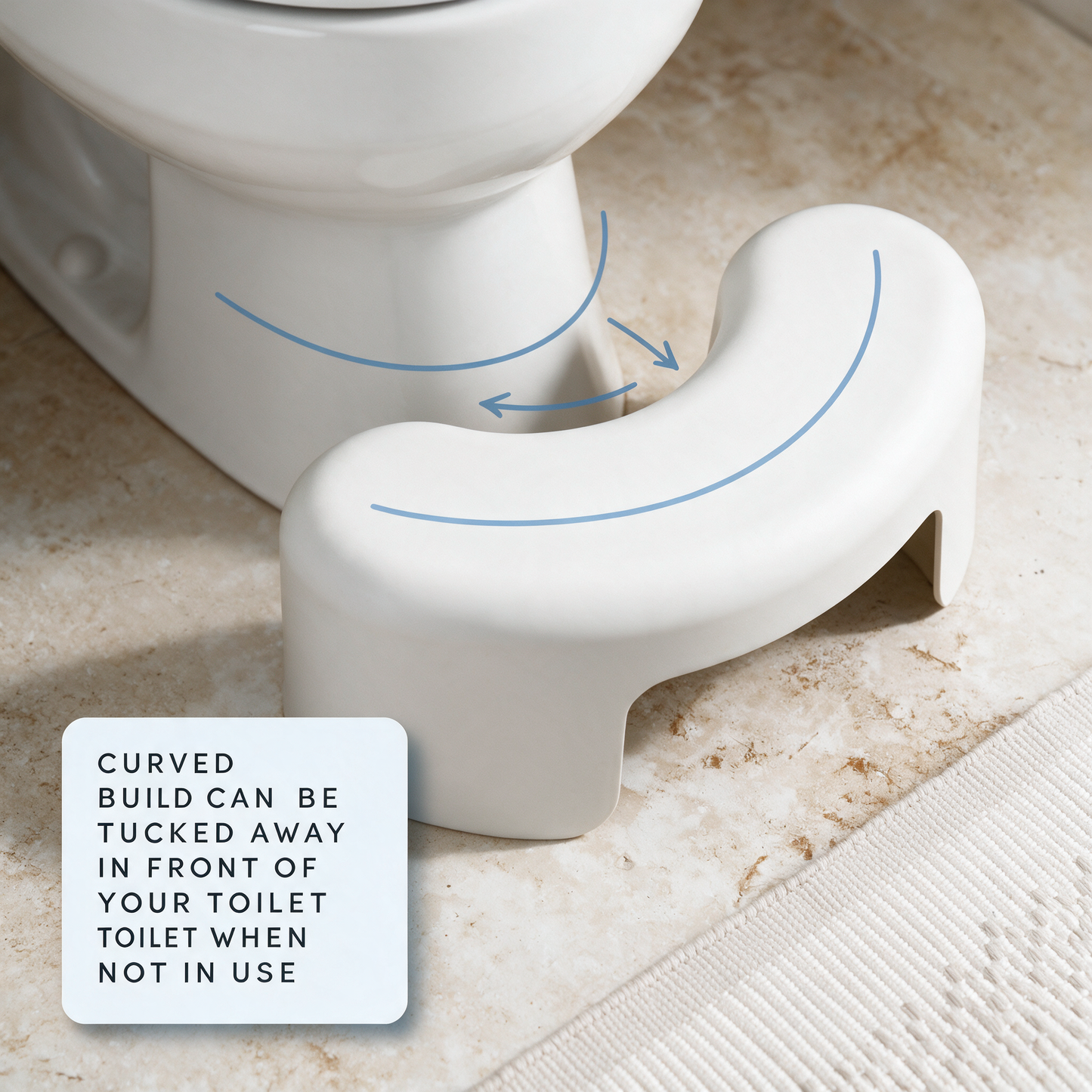 Arc Toilet Stool - Sleek, Smooth Finish with Anti-Slip Pads