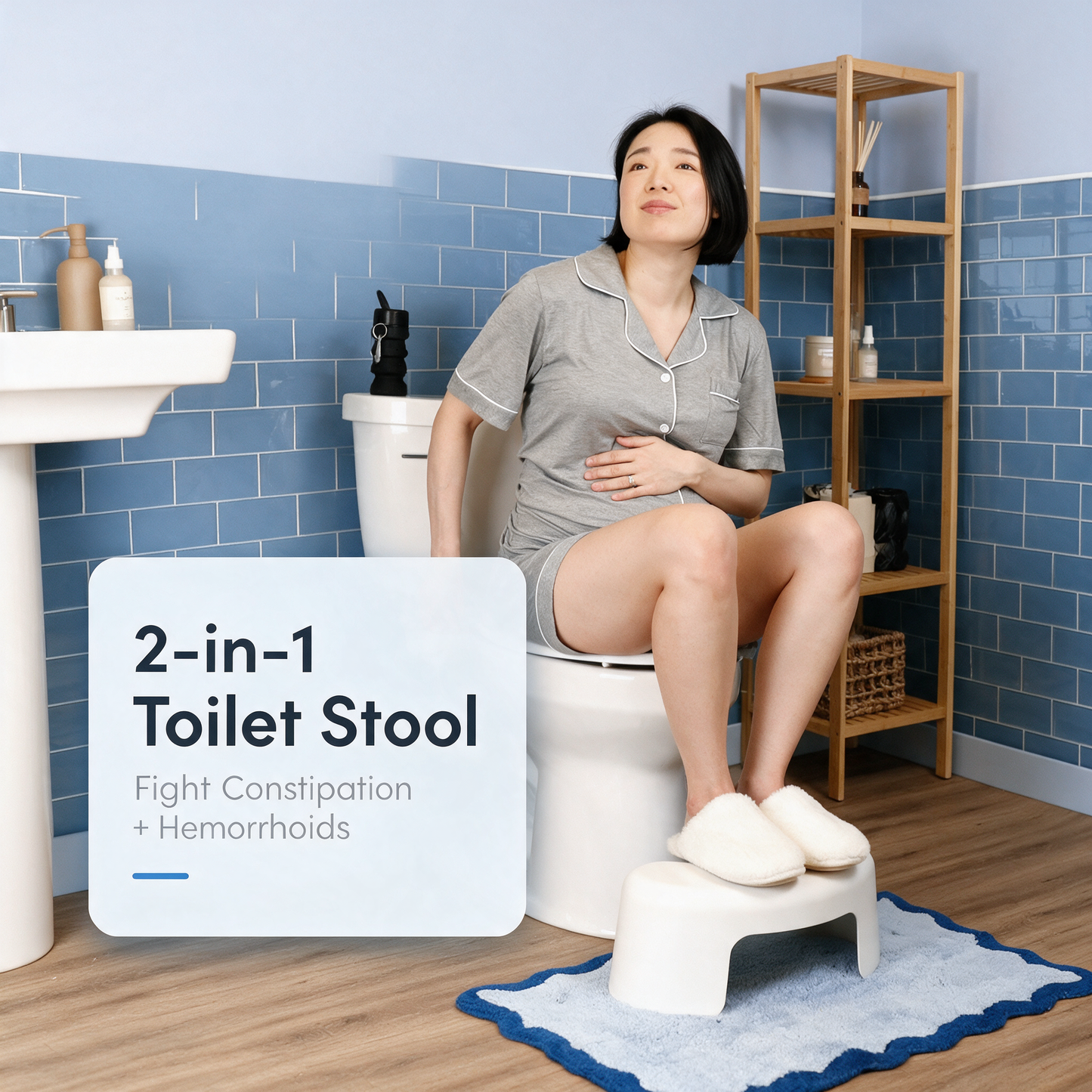 Arc Toilet Stool - Sleek, Smooth Finish with Anti-Slip Pads