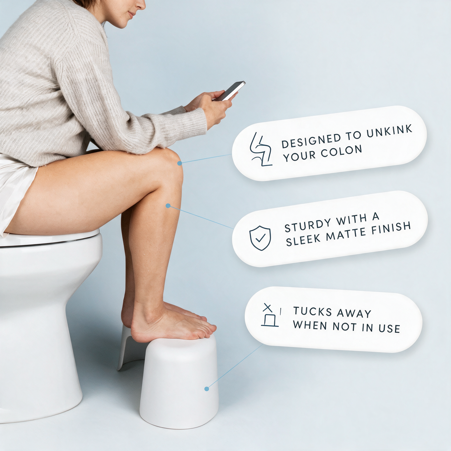 Arc Toilet Stool - Sleek, Smooth Finish with Anti-Slip Pads