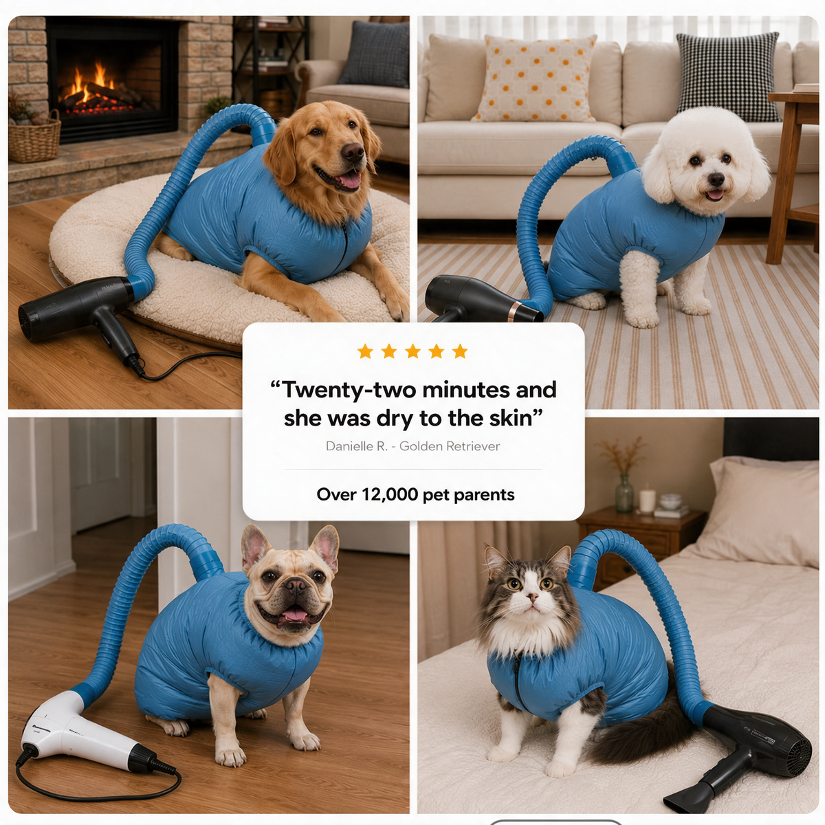 Bemerio™ Drying Bag – Quick Dry Pet Hair Drying Suit for Small, Medium & Large Dogs
