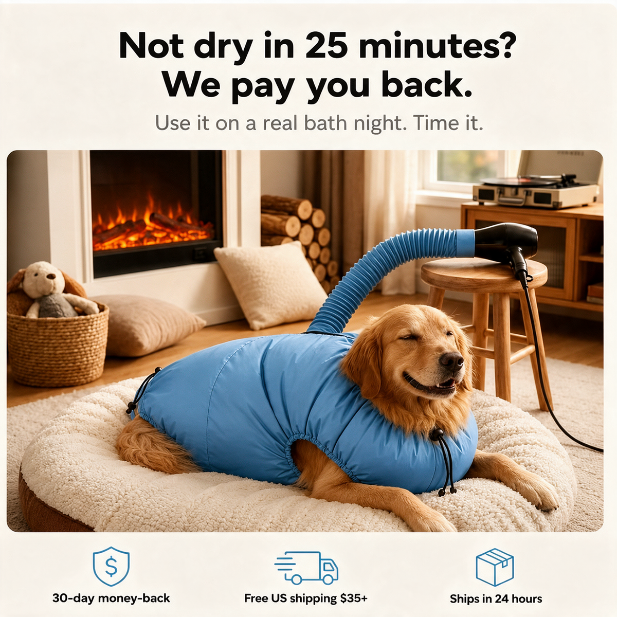 Bemerio™ Drying Bag – Quick Dry Pet Hair Drying Suit for Small, Medium & Large Dogs